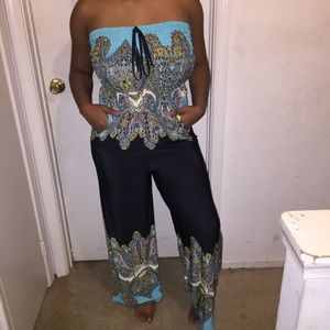 Paisley sleeveless jumpsuit