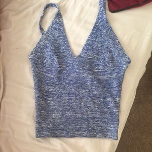 Blue Knit Crop Top