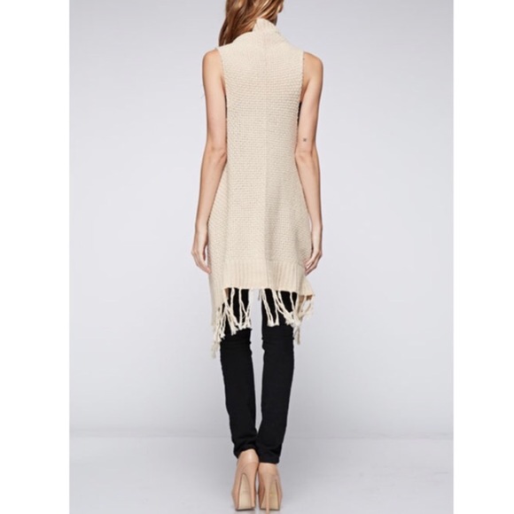 💠💠JACKIE draped vest w fringe accents - SAND - Picture 3 of 3