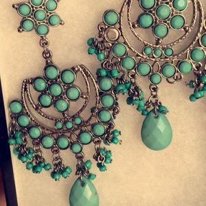 Teal western earrings