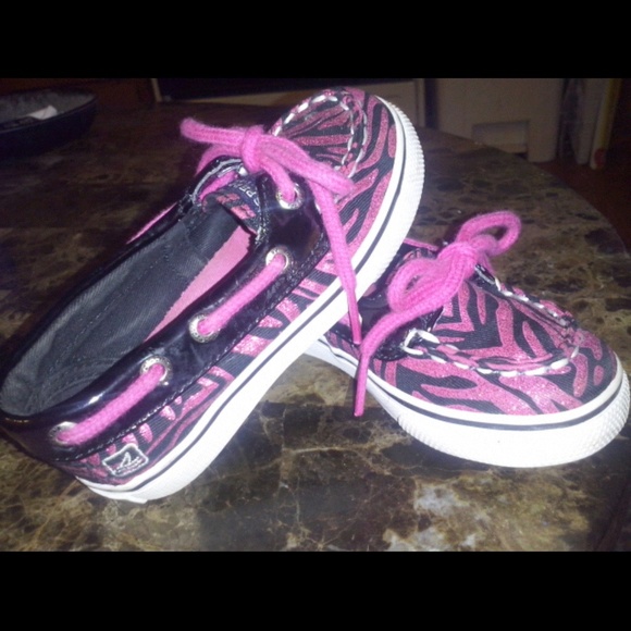 Pink & Black Zebra Print Sperry Toddlers