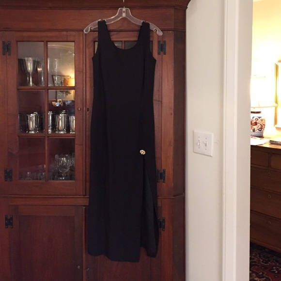 Classic long black cocktail dress