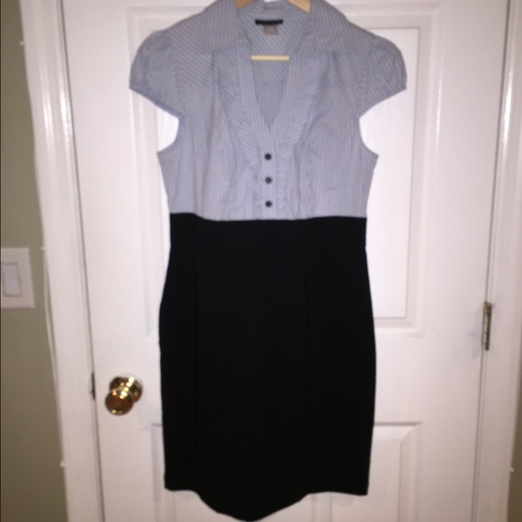 VENUS Dress, Bottom Black / Top Light Blue Striped