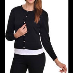 Black cropped dressy cardigan silver snap buttons