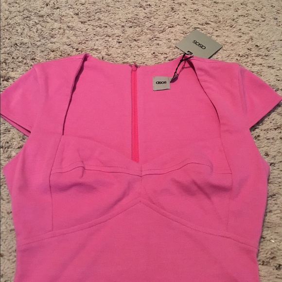 🚫Asos Pink Midi Peplum Hem Bodycon - Picture 3 of 4