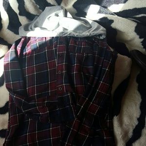 Long sleeve flannel with hoodie