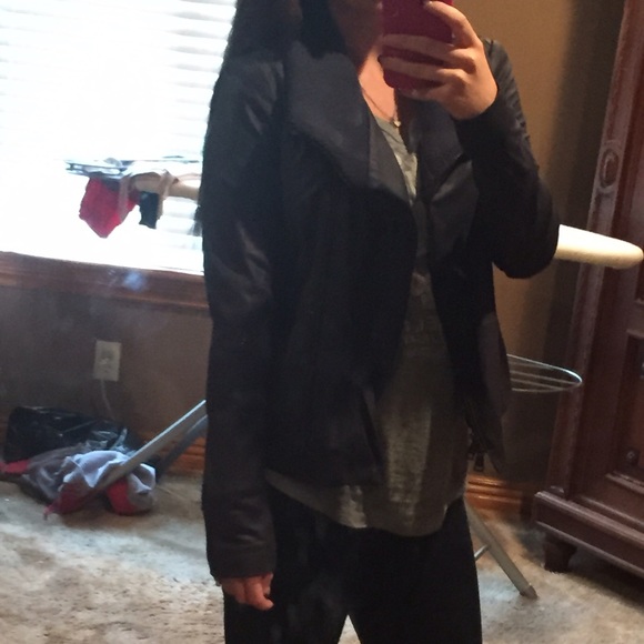 Navy Vince leather jacket