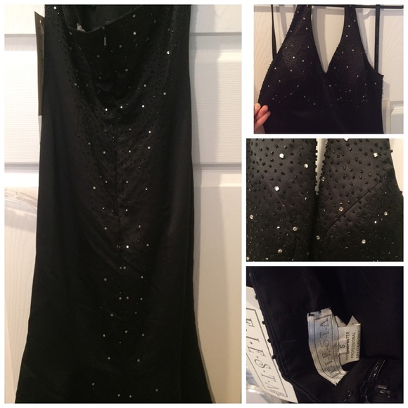 Black Halter dress with small train - Picture 2 of 2