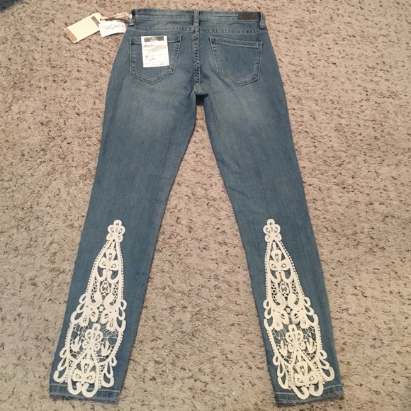 Saks Fifth Avenue Skinny Jeans with Lace Inserts - Picture 8 of 11