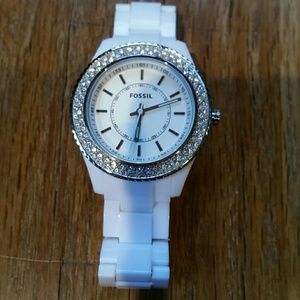 White Fossil Watch