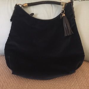 Blue velvet shoulder bag