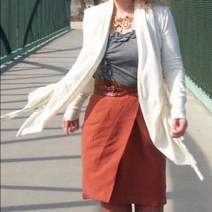 Anthro ivory cotton hi/lo cropped cardi