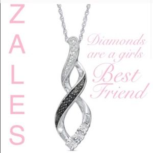 NWT Zales black diamond infinity pendant necklace