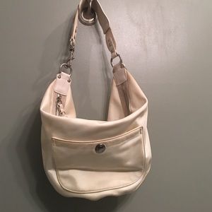 Coach white satin hobo bag
