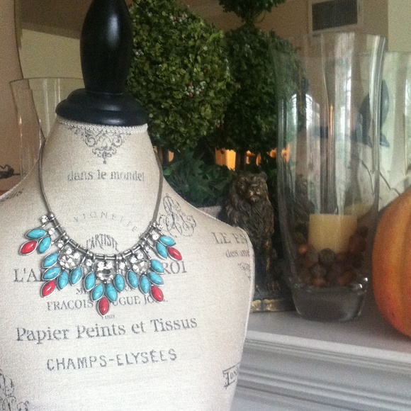 Jewelry - Blue, red and silver statement necklace