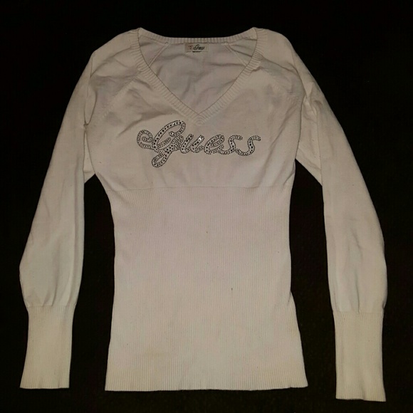 Long sleeve white guess sweater