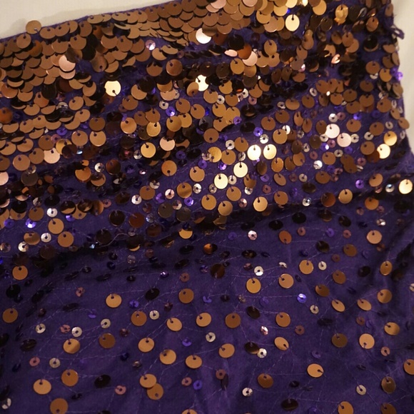 Purple strapless w/ gold sequence - Picture 2 of 2