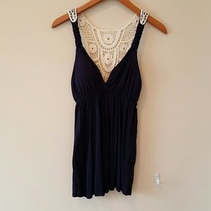 Navy lace back tank
