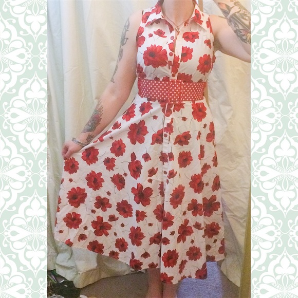 Retro 50s Daisy Print Day Dress