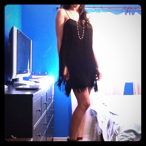 12th St. by Cynthia Vincent black fringe dress