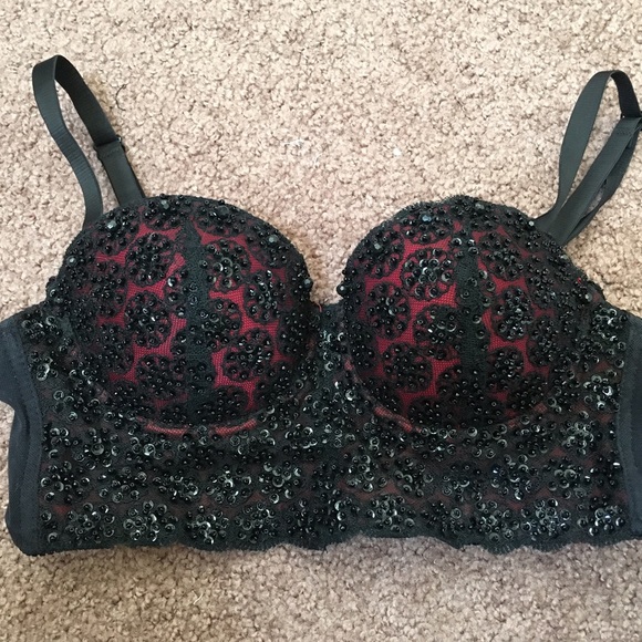 Black and Red Beaded Bustier - Marciano Style S