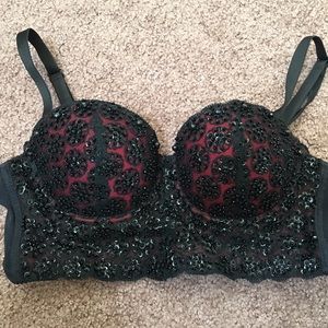 Black and Red Beaded Bustier - Marciano Style S