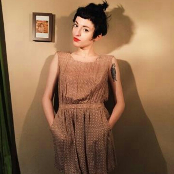 Patterned Tan Minidress
