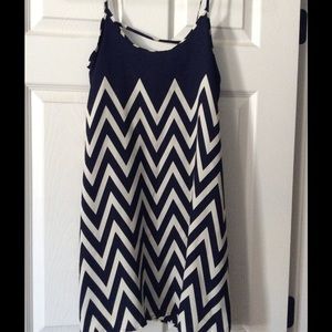 blue and white striped dress