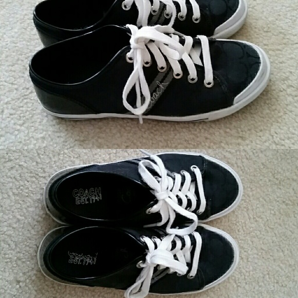 COACH Black Sneakers with Silver Detail Size6