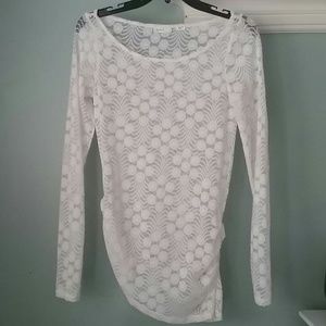 Anthroplogie Sheer Cream Polka Dot Layering Small