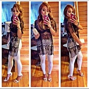 Lace oversize top with open back