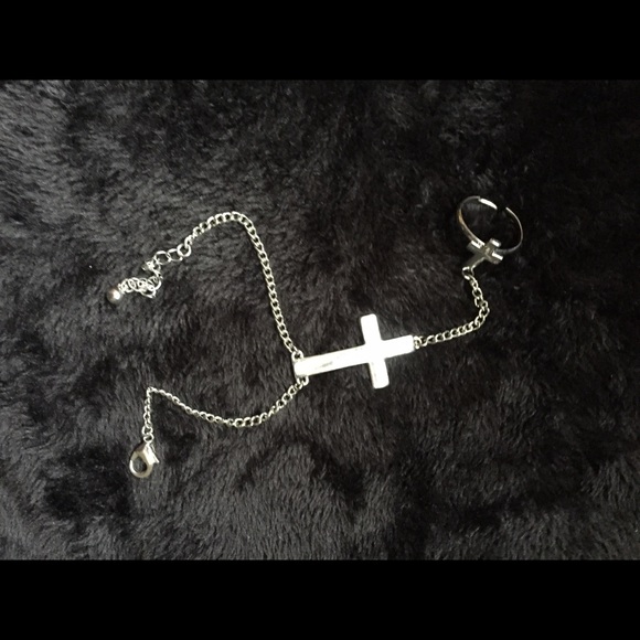 Cross Bracelet with Attached Ring - Picture 2 of 2