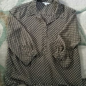 Sheer floral button down blouse