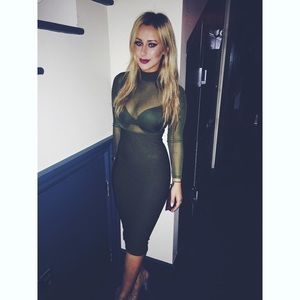 Hunter green sheer dress
