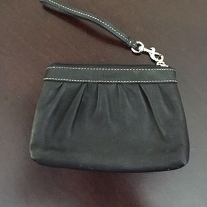 Black leather Coach Wristlet