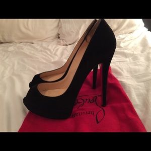 Louboutin size8. 120mm suede Worn3x!Come w dustbag