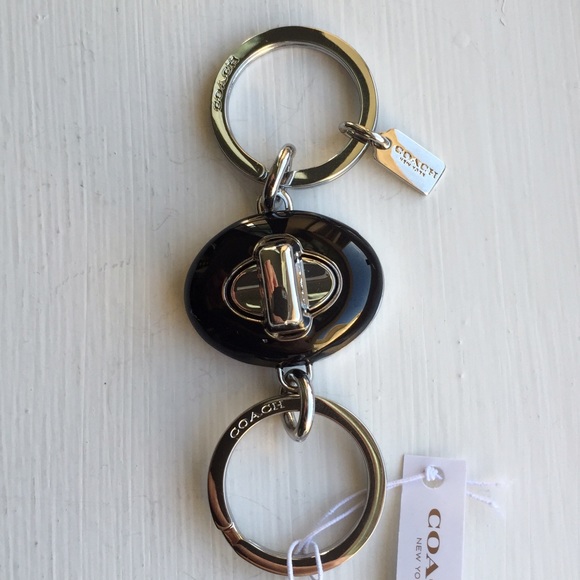 NWT Coach Valet Keychain Black/Silver Turn Lock - Picture 4 of 5