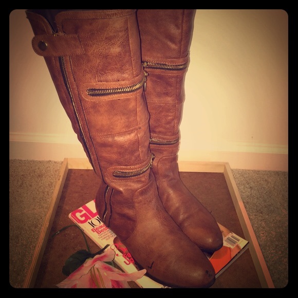Brown knee high boots