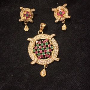 24 carat gold plated - pendant and earring set.
