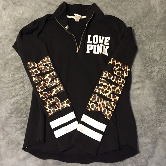 PINK half zip cheetah sleeves