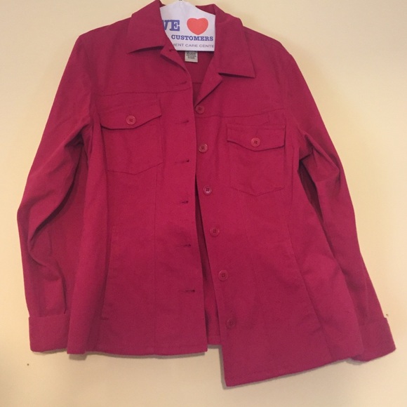 pink button down jacket