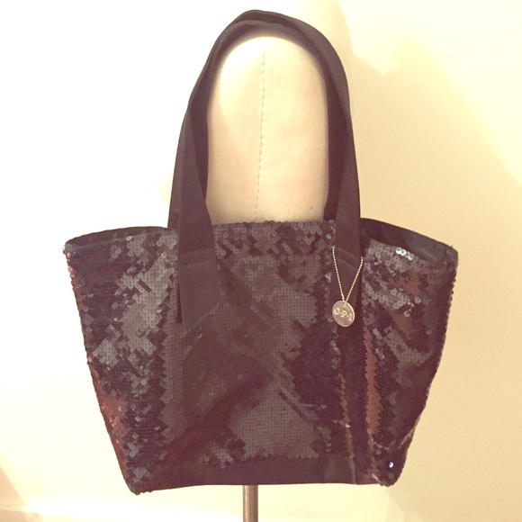 Black Sequined Tote Bag