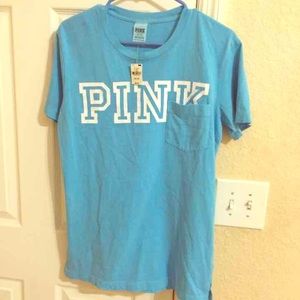 VS PINK baby blue shirt with pocket