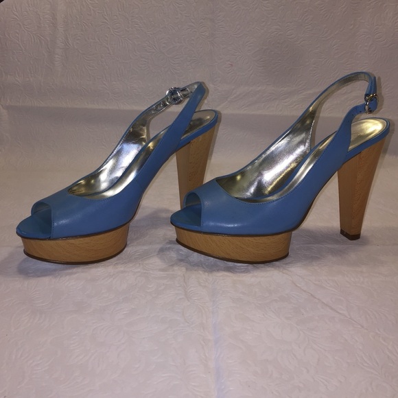 Jessica Simpson Blue Leather Slingback Pumps - Picture 2 of 4