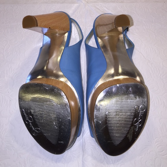 Jessica Simpson Blue Leather Slingback Pumps - Picture 3 of 4