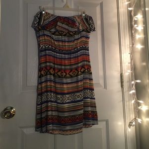 Strapless Aztec print dress