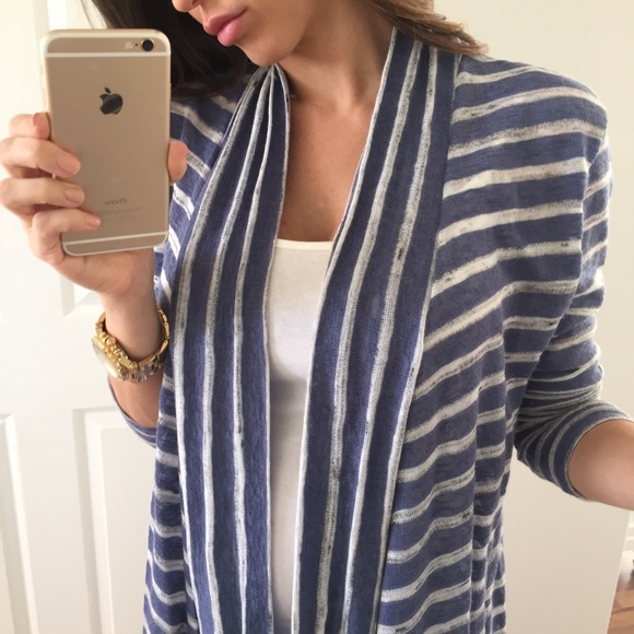 π Sold β’ Blue & Off White Long Cardigan - Picture 2 of 4