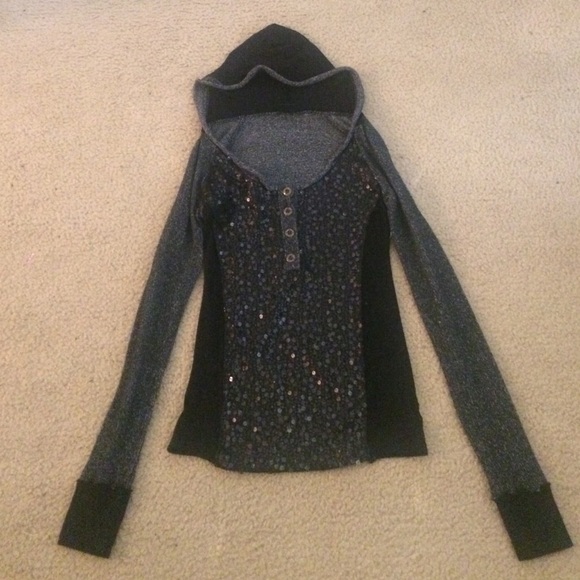 Daytrip Sequin Hooded Knit Top