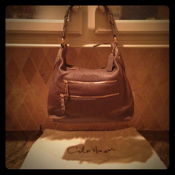Cole Haan gray leather hobo NWOT