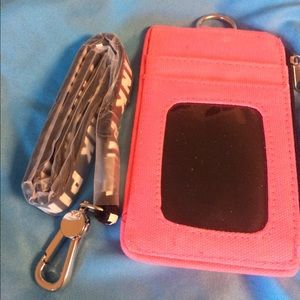 Pink wallet and lanyard set